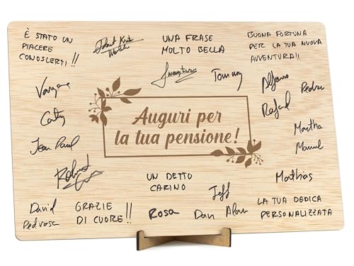 CONTRAXT Biglietto di Pensione o Libro delle Firme in Legno. Regali Unici per la Pensione per Uomini e Donne, Colleghi, Capoufficio, Amici, Insegnanti (Pensione