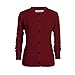Women's Crew Neck Button Down Long Sleeve Solid Knit Classic Cardigan Sweater Wine Red