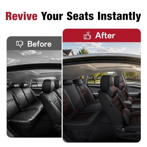 Image of Leather Deluxe Front Seat Covers for Toyota Camry 2015-2026, Black-Coffee