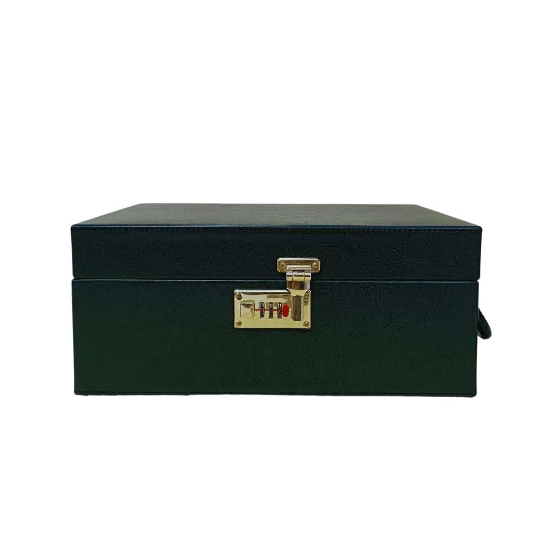 Leather 'O' Crafts Navy Blue Leather Bar Set | Portable Cocktail Shaker Case with Whiskey Glasses | Bar Tool Set for Travel, Picnics, and Car (Green) 4