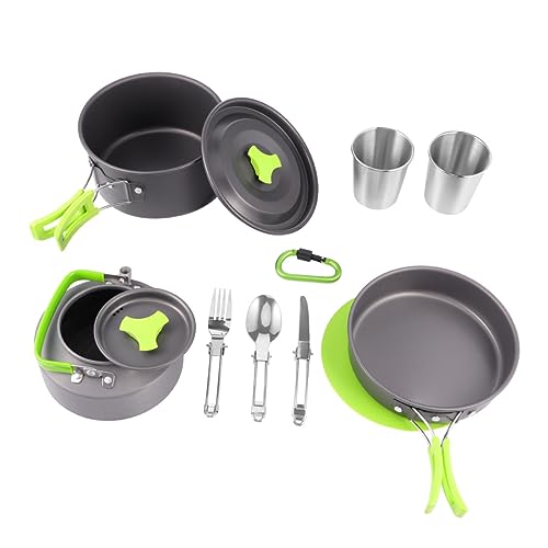 DECOMELODY 1Set Portable Camping Cookware Non Stick Cooking Supplies for People Lightweight and Compact Outdoor Cookware Kit for Hiking and Backpacking