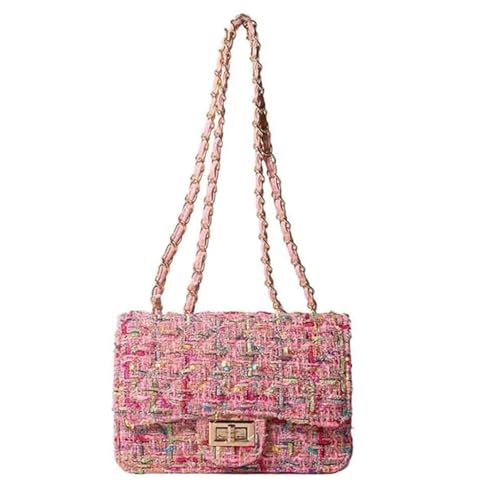 Image of Women Tweed Small Shoulder Bag Handbag and Purse Fashion Ladies Chain Quilted Crossbody Bag Evening Bag Clutch
