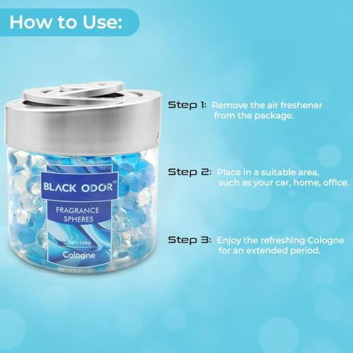Image of BKN Super Fragrance Black Odor Car Air Freshener B0-10| 130g Bubble Gel Balls | Long-Lasting Scent for Home, Office, Car, Bathroom & Closet | Odor Eliminator & Room Deodorizer (Cologne)