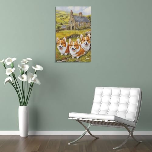 Corgi murale décoration salon affiche moderne tableau toile - 5