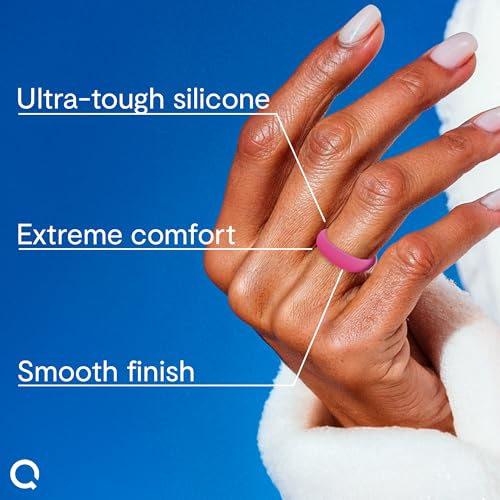 QALO Women's Rubber Silicone Ring, Classic Silicone Wedding Ring for Women, Breathable, Durable Engagement Silicone Band, 5.5mm Wide 2.5mm Thick, Multicolor4