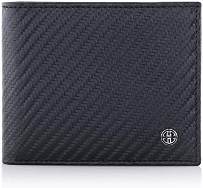 TRUSADOR Treviso Mens Wallets Bifold Leather with Coin Pocket Rfid Blocking (Carbon)