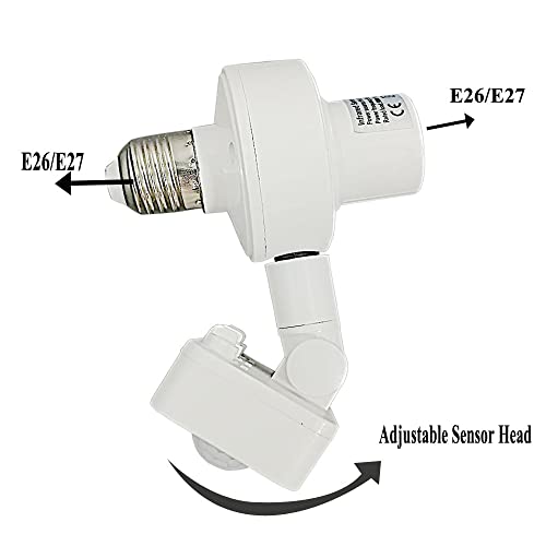 Taigeguang TGGLSE27ASH4P 4 Pack Motion Activated Light Sockets,Adjustable Sensor Head,E26/E27 Motion Sensor Light Bulb Holder Adapter Automatic Light Control thumb #1