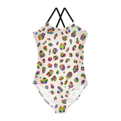 FASHON&FASCIN Girls One Piece Swimsuits Leopard Print Swimwear Bathing Bikini 5T Swim Suits for Teens Girls 3-10T,Multi1