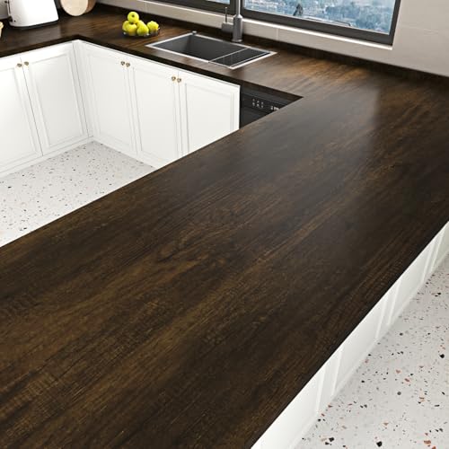 Papel pintado de madera marrón extraíble e impermeable para forrar mesas 4