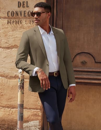 PJ PAUL JONES Mens Sport Coat Notch Lapel Casual Blazer One Button Slim Fit Lightweight Suit Jacket Khaki2