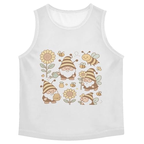Cartoon Gnomes and Bees Boys Tshirts Tank Tops Sleeveless Kids Vest Athletic Clothes for Travel Running Cycling 3T