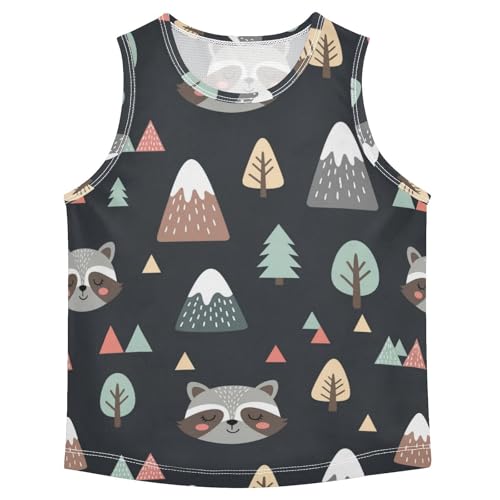 J JOYSAY Cartoon Raccoon Tree Boys Tank Top Sleeveless Muscle Shirts Quick Dry Active Workout Sport Kids T-Shirts 3-15T