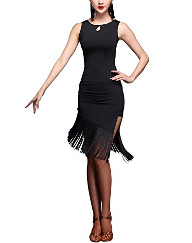 Salsa Cha Cha Tango Jive Ballroom Dance Costume Skirt Outfits for Practice, Black