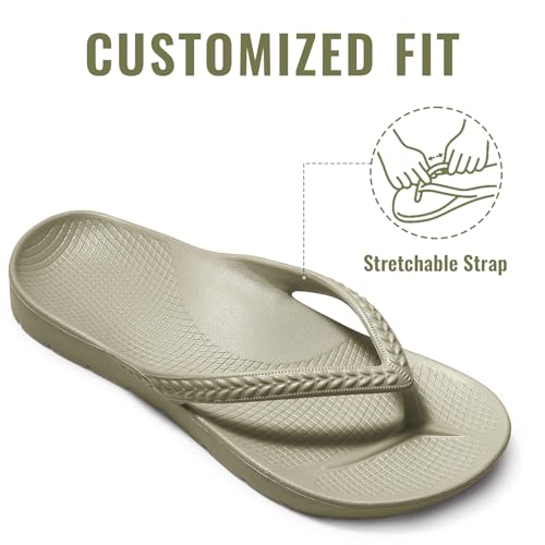 Image of Litfun Women's Arch Support Flip Flops for Plantar Fasciitis Orthopedic Thong Sandals Comfortable Summer Beach Pool Slides