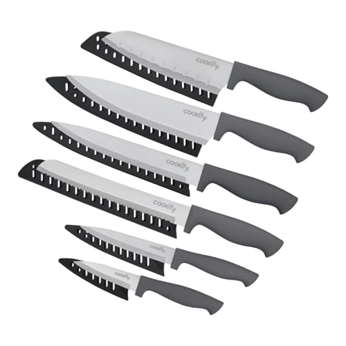 Opiniones y reviews de Cuchillos de Acero Inoxidable disponible en línea para comprar. 48 Cookify Juego de Cuchillos de Cocina Set 6 Piezas con Fundas Protectoras, Cuchillas de Acero Inoxidable (Gris)