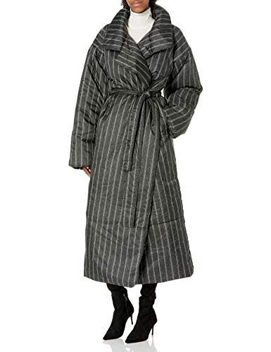 Norma Kamali Women's Coat, Double Pinstripe Tweed, M/L #TOP7