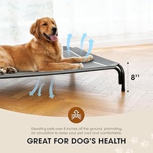 Elevated Dog Bed, Raised Outdoor Dog Bed for Large Sized Dog, Portable Cooling Pet Cot with Breathable & Washable Mesh, Indoor & Outdoor Pet Hammock with Skid-Resistant Feet. Elevated Dog Bed Raised Outdoor Dog Bed for Large Sized Dog Portable Cooling Pet Cot with Breathable Washable Mesh Indoor Outdoor Pet Hammock with Skid Resistant Feet