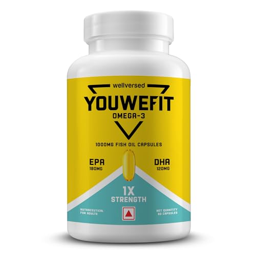 YouWeFit Omega 3 Fish Oil 60 Soft Gels 180mg EPA 120mg DHA - Image 1