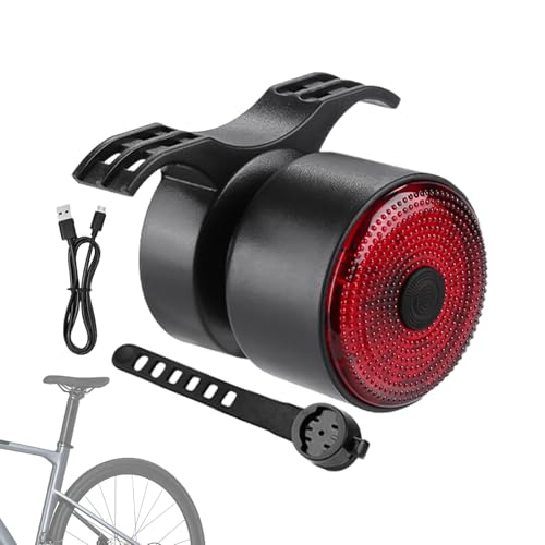 Qiwieod Luz Trasera para Bicicleta - Luz de Seguridad Trasera para Ciclismo | Lámpara Impermeable Recargable con Sensor para Rutas Nocturnas, Trayectos Diarios y Seguridad Vial