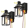 Porch Lights with GFCI Outlet, Dusk to Dawn Motion Sensor Outdoor Light, 3 Lighting Modes Exterior Fixture, Outside for House Front Door Patio Garage(2 Pack Black)