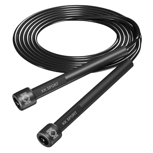KK Skipping Rope PVC– Jump Rope Lightweight, Durable & Adjustable for All Fitness Levels – Ideal for Home Workouts, Boxing, Cardio & Weight Loss, Black