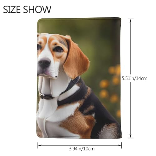 EdWal Reisepasshülle mit Beagle-Hunde-Aufdruck, mit Kreditkartenfach, Leder, Reisepasshülle, für Damen, Herren, Familienausweis, Reisen, Schwarz , Einheitsgröße