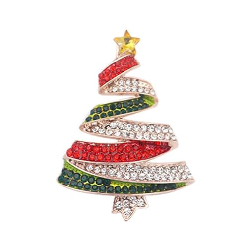 Broche vintage en forme d'arbre de Noël, broche en strass de Noël pour femmes, broche en émail cristal mignonne en forme d'arbre de Noël, broche en bijoux de Noël pour accessoire de fête