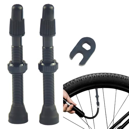 OUDQFCJ 2 Piezas Válvula Tubeless MTB, Vástago De Válvula, Látex de para Tubeless MTB, Valvula Presta, Valvulas MTB, Obus Valvula, Kit Tubeless MTB (Negro)