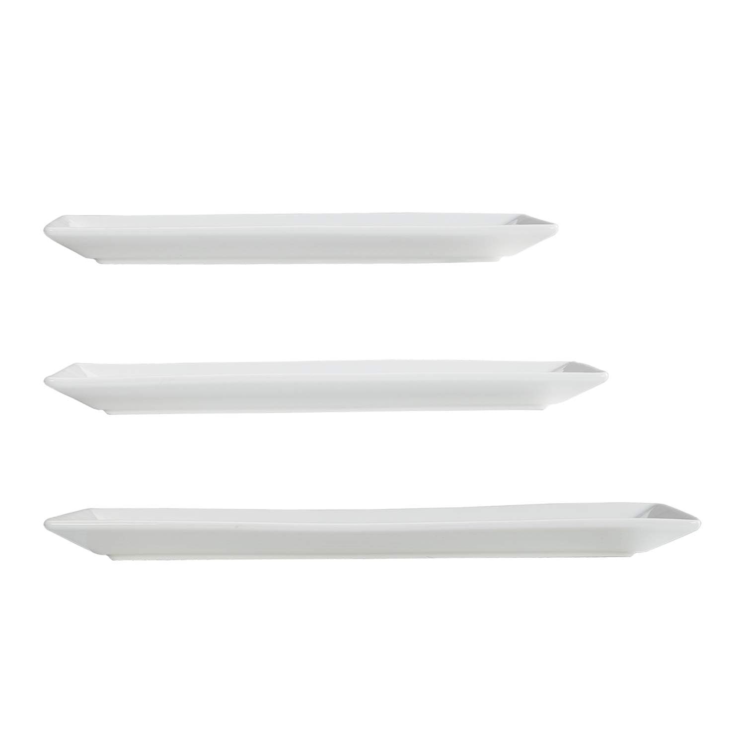 Amazon Basics Porcelaine 3 pièces, Service plateau apéritif, dîner, dessert, 33.02 cm,28 cm, 26 cm, Blanc