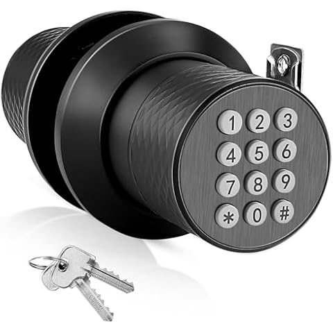FITNATE Door Knob with Keypad,Digital Door Lock for Keyless Entry,Electronic Door Lock with Spare Keys,Auto Lock, Anti-Slip Handle, Easy to Install for Bedroom,Home and Office Cover