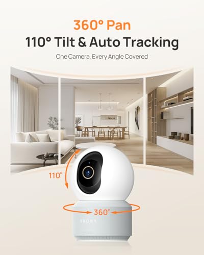 Image of Anona 4K UHD Indoor Camera with 64GB SD Card, Pet /Dog /Baby Security Camera with Phone App, 360 Pan-Tilt, 2.4G /5G Wi-Fi 6, Auto-Tracking, Person /Pet /Baby Crying Detection, Privacy Mode, Two-Way Audio