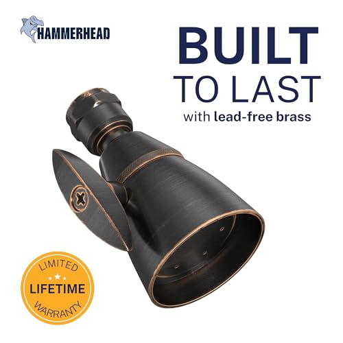 Image of HammerHead Showers SOLID METAL 2 Inch High Pressure Shower Heads OIL RUBBED BRONZE - California Compliant 1.75 GPM Low Flow Rate High Flow Shower Head with ADJUSTABLE SPRAY PATTERN Fixed Shower Head
