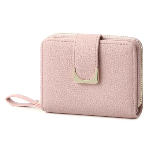 Small Wallet for Women RFID Blocking Leather Compact Bifold Wallets with Zipper Coin Pocket and ID Window