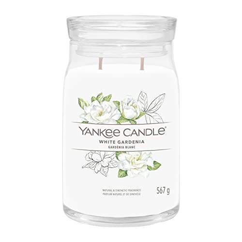 Yankee Candle Signature Candela Profumata, Gardenia Bianca in Giara Grande, Candele di Miscela di Cera di Soia Lunga Durata, Regalo per le Donne