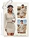 Oakgarden Women's Pullover Sweater Dress Long Lantern Sleeve Ribbed Knit V Neck Ruched Bodycon Mini Dress 2025 Fashion(Apricot,Small)
