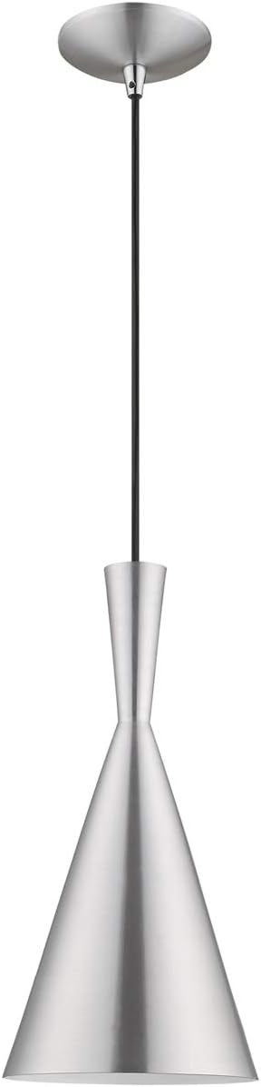 Crаzу Dеаlѕ Livex Lighting 41185-66 Metal Shade - 7.25 One Light Mini Pendant, Brushed Aluminum Finish with Brushed Aluminum Metal/Shiny White Shade Suреr Dеаl Prоduсt Livex Lighting 41185-66 Metal Shade - 7.25 One Light Mini Pendant, Brushed Aluminum Finish with Brushed Aluminum Metal/Shiny White Shade