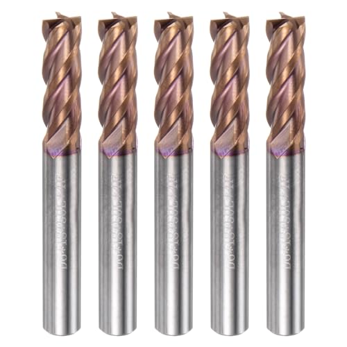 sourcing map 5pcs Carbide Square End Mills 6mm (15/64) Dia 6mm (15/64) Shank 50mm (2) Long HRC55 TiSiN Coated Micro-Grain Tungsten Carbide 4 Flutes Milling Bit Cutter