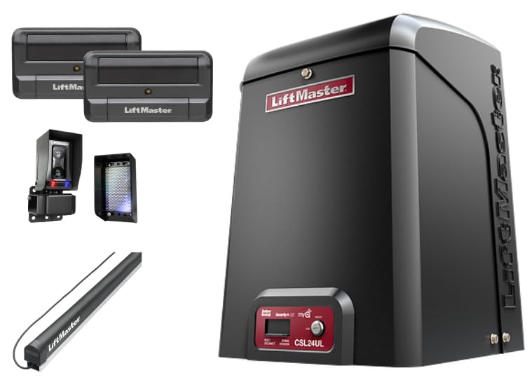 CSL24UL 24VDC High-Traffic Commercial Slide Gate Operator with Battery Backup, Photo Eye, Edge Sensor, Two Remotes and SMFE Key Holder