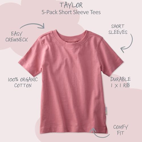 Image of Butterblu Taylor 5-Pack Short Sleeve T-Shirts​ 100% Organic Cotton | GOTS Certified Organic Cotton for Baby, Toddler Girls, Boys, Unisex, Made to Match Layering Solid Colors