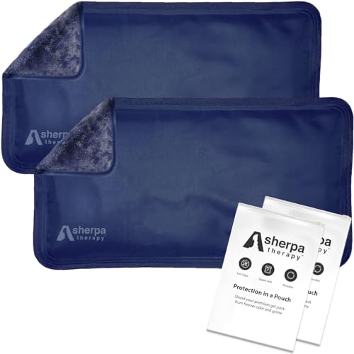 SHERPA THERAPY Small Soft Ice Packs for Injuries Reusable - Hot and Cold Flexible Gel Ice Packs Reusable for Ankle, Hand, Wrist, Head Pain Relief - 5" x 10" - 2PK - Blue