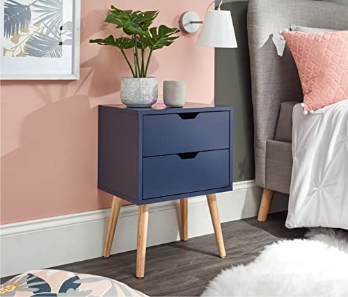 Image of Night Stand,End Table for Bed Nightstand with Drawers, Side Table with Storage, Solid Wood Table Legs,A Shaped Suitable for Small Spaces, Living Room, Bedroom, White (Black)