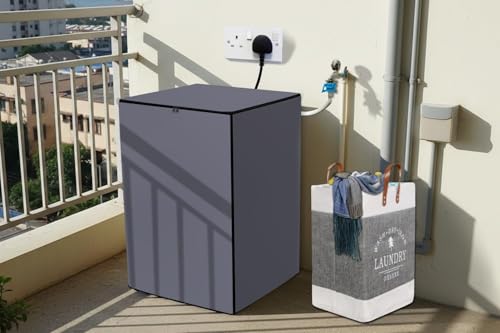 Image of Wings Star Waterproof Top Load Fully Automatic Washing Machine Cover for 6 kg, 6.5 kg, 7kg & 7.5 kg (Grey) - 59 x 59 x 86 cms