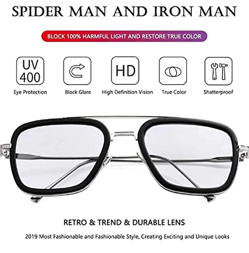 Image of Spider Man Glasses Vintage Square Metal Frame for Men Women Sunglasses Classic Downey Iron Man Tony Stark Shades (Men, Women)