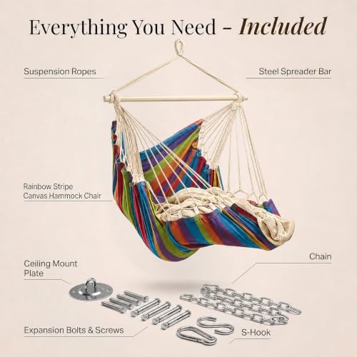 Image of Hanging Hammock Chair Swing - Outdoor & Indoor - Hammock Swing Chair