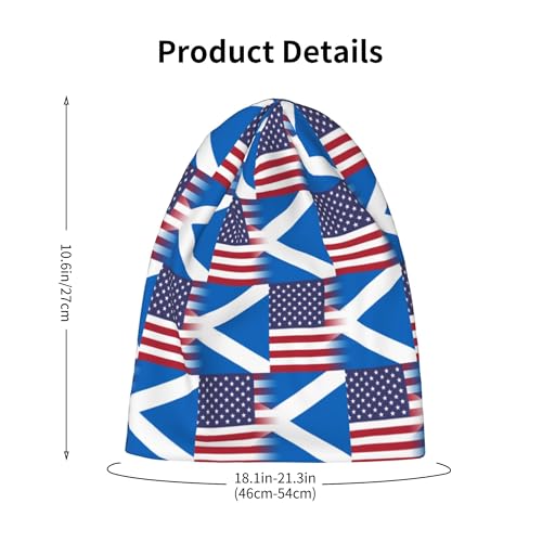 American Flag and Scottish Flag Kids Leisure Elastic Knitted Hat Junior Large Size Knit Cap Child Beanie Black2
