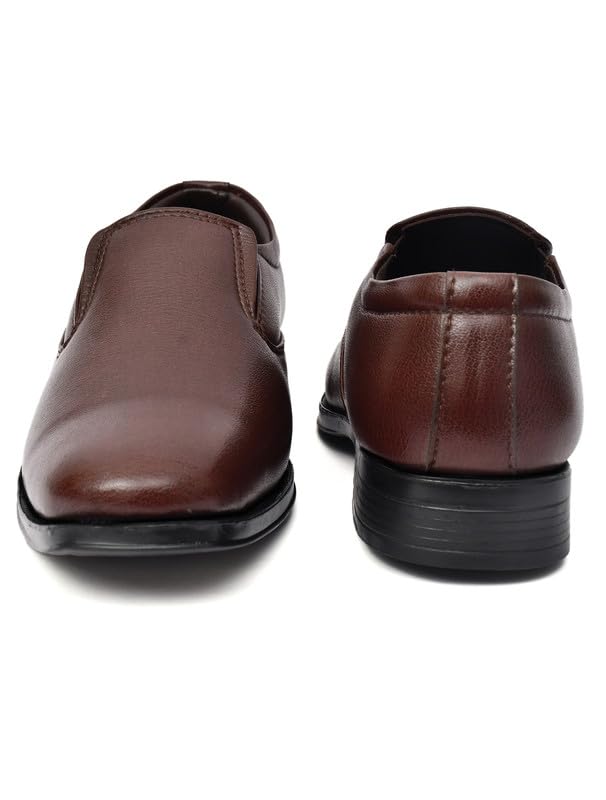 Image of WUSQA Enterprises Men's Leather Formal Shoes | Classic Pull-On Dress Shoes for Office, Business, Party & Wedding | Durable & Comfortable Footwear