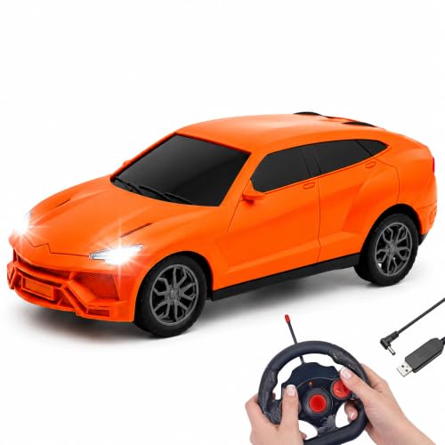 Image of Gooyo GY-448JM Rechargeable Remote Control Car Toy | Orange Color, Power Source: Lithium Rechargeable Battery for Car (Included) & 2xAA Battery for Remote Controller (Not Included)