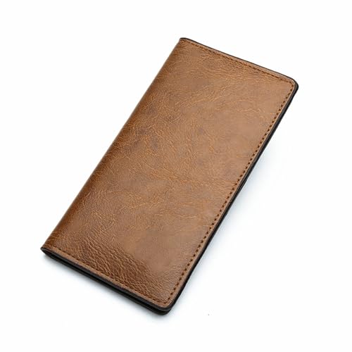 JINGTIANCD Leather Checkbook Cover for Men women,Compact Long Wallet Durable Wallet Ample Storage Space for Cards & Cash (Khaki)
