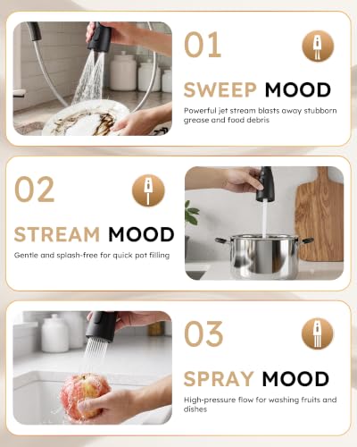 WOWOW 3 Hole Kitchen Faucet with Soap Dispenser and Separate Handle - image 4