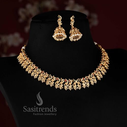 Image of Sasitrends Classic Matte Gold Plated Necklace Set For Women
